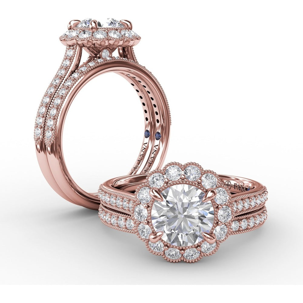 Diamond Band with Milgrain Edges and Channel Set Round Diamonds by Fana - 0.18 Carat Total Diamond Weight