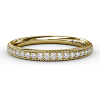 Diamond Band with Milgrain Edges and Channel Set Round Diamonds by Fana - 0.18 Carat Total Diamond Weight