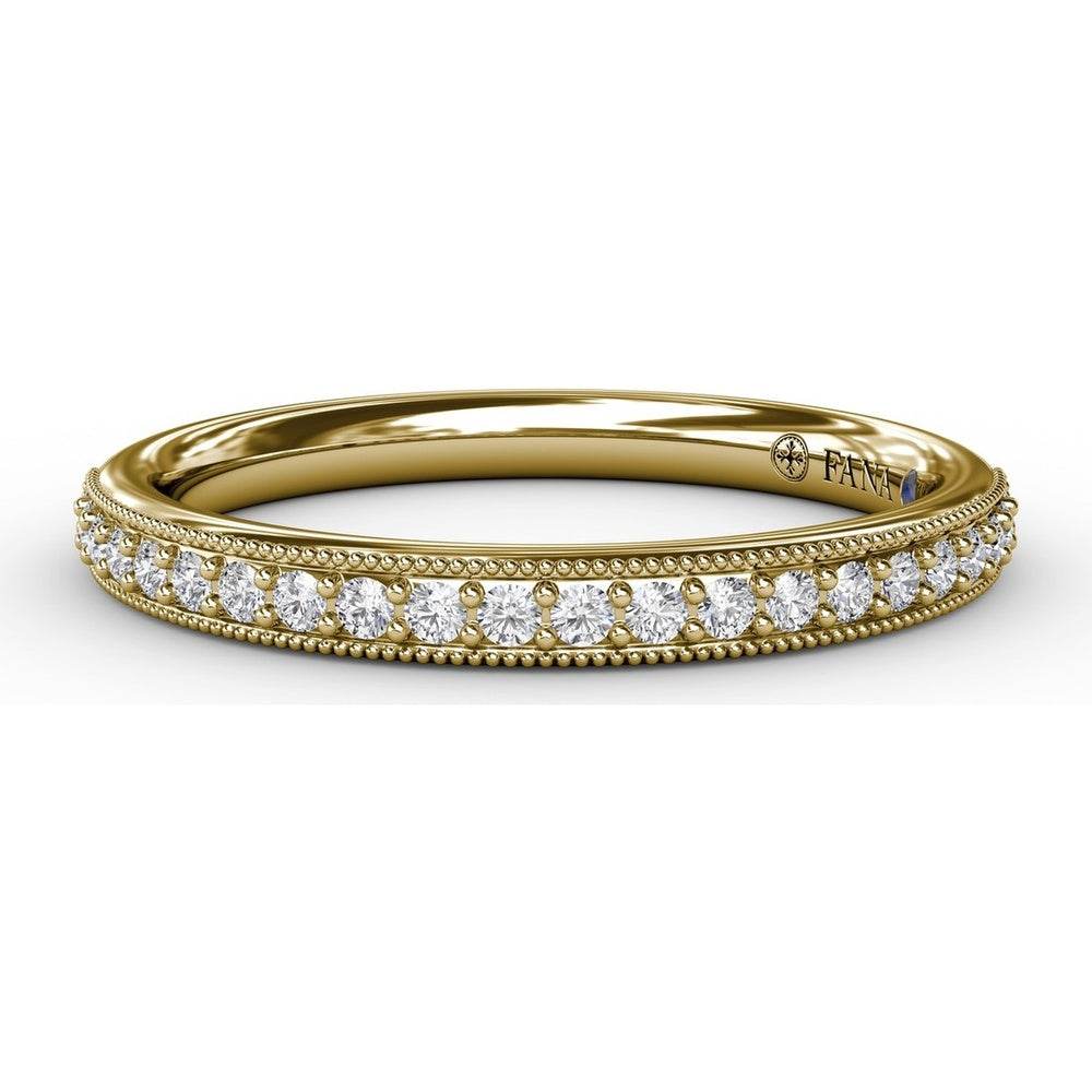 Diamond Band with Milgrain Edges and Channel Set Round Diamonds by Fana - 0.18 Carat Total Diamond Weight