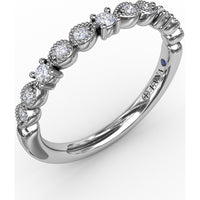 Diamond Band with Milgrain Marquise Motifs and Round Diamonds by Fana - 0.18 Carat Total Diamond Weight