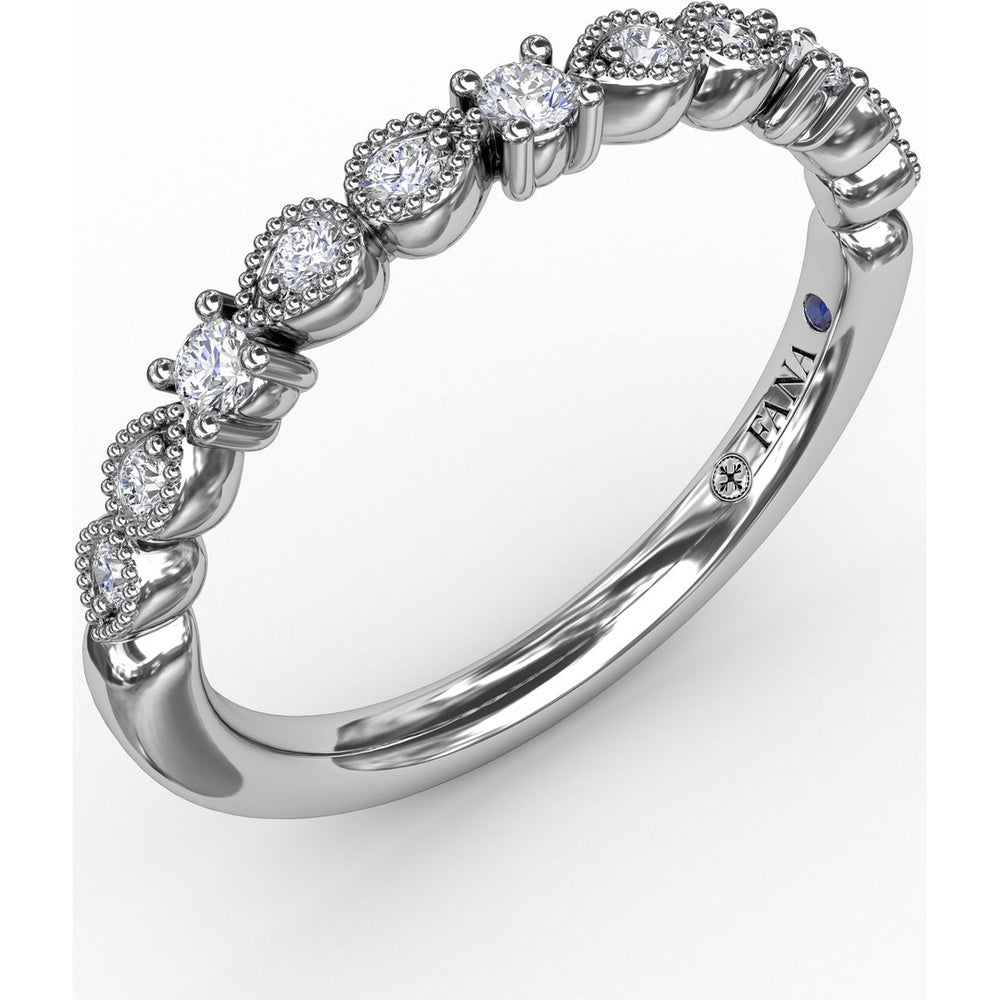 Diamond Band with Milgrain Marquise Motifs and Round Diamonds by Fana - 0.18 Carat Total Diamond Weight