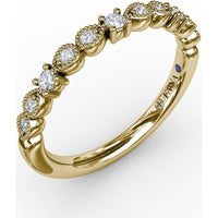 Diamond Band with Milgrain Marquise Motifs and Round Diamonds by Fana - 0.18 Carat Total Diamond Weight