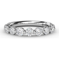 Diamond Band with Single Shared-Prong Round Brilliant Diamonds by Fana - 0.95 Carat Total Diamond Weight