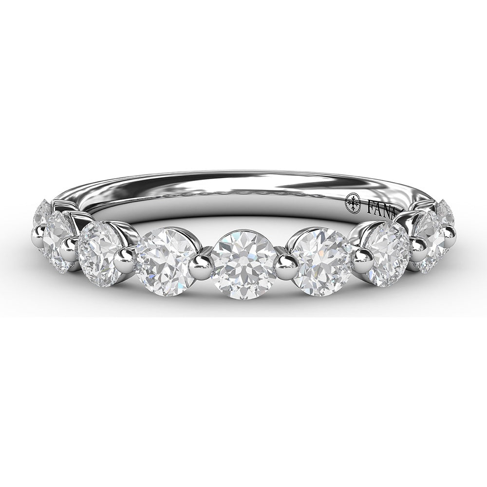Diamond Band with Single Shared-Prong Round Brilliant Diamonds by Fana - 0.95 Carat Total Diamond Weight
