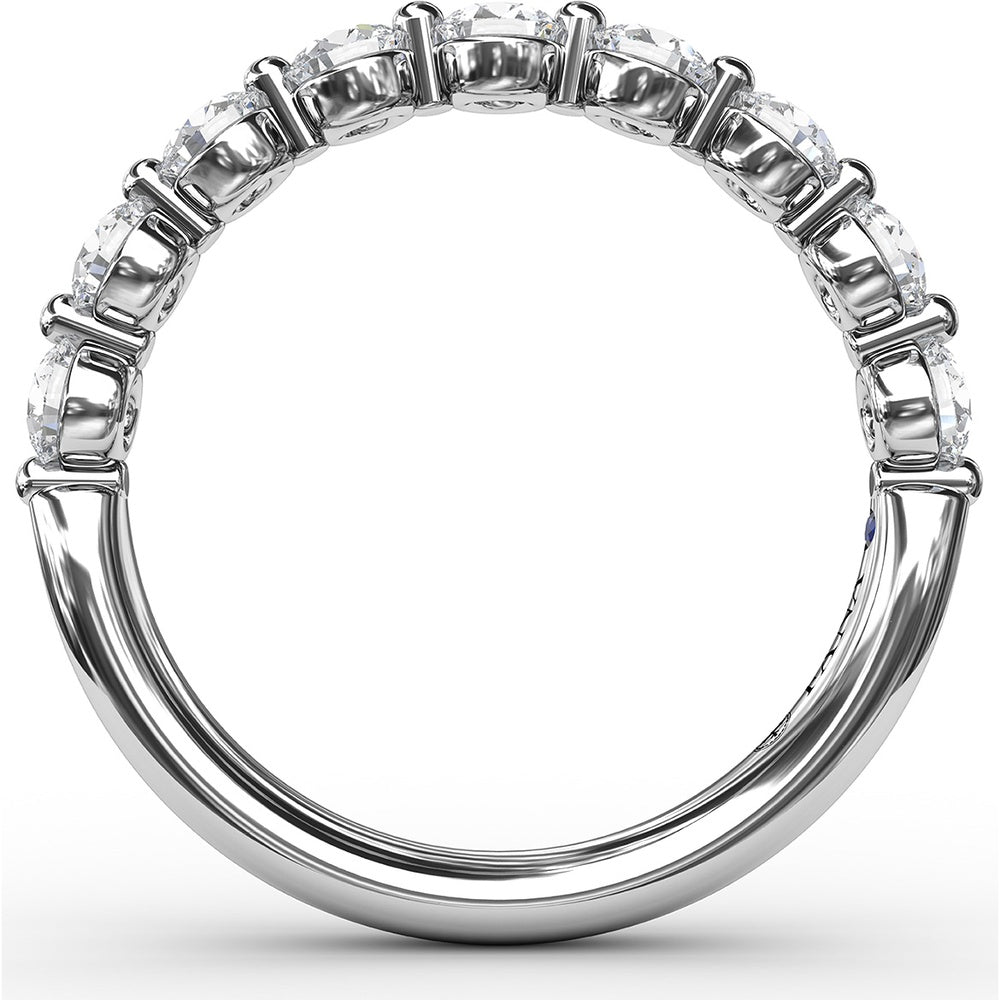 Diamond Band with Single Shared-Prong Round Brilliant Diamonds by Fana - 0.95 Carat Total Diamond Weight