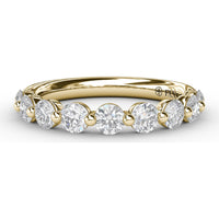 Diamond Band with Single Shared-Prong Round Brilliant Diamonds by Fana - 0.95 Carat Total Diamond Weight