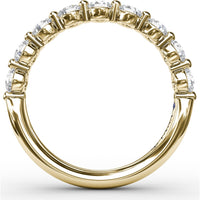 Diamond Band with Single Shared-Prong Round Brilliant Diamonds by Fana - 0.95 Carat Total Diamond Weight