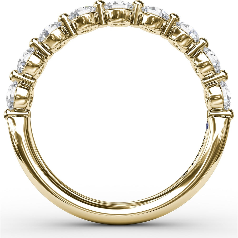 Diamond Band with Single Shared-Prong Round Brilliant Diamonds by Fana - 0.95 Carat Total Diamond Weight