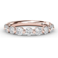 Diamond Band with Single Shared-Prong Round Brilliant Diamonds by Fana - 0.95 Carat Total Diamond Weight