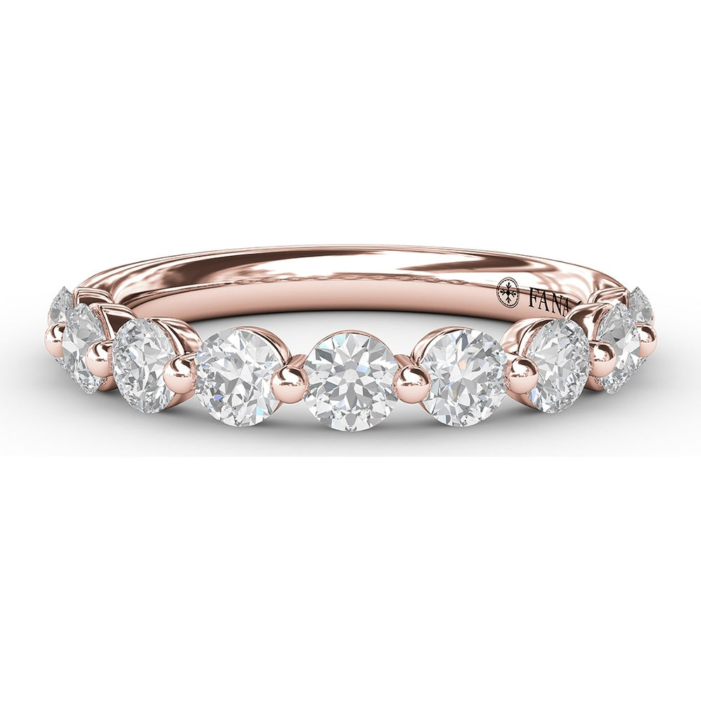 Diamond Band with Single Shared-Prong Round Brilliant Diamonds by Fana - 0.95 Carat Total Diamond Weight