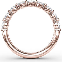 Diamond Band with Single Shared-Prong Round Brilliant Diamonds by Fana - 0.95 Carat Total Diamond Weight