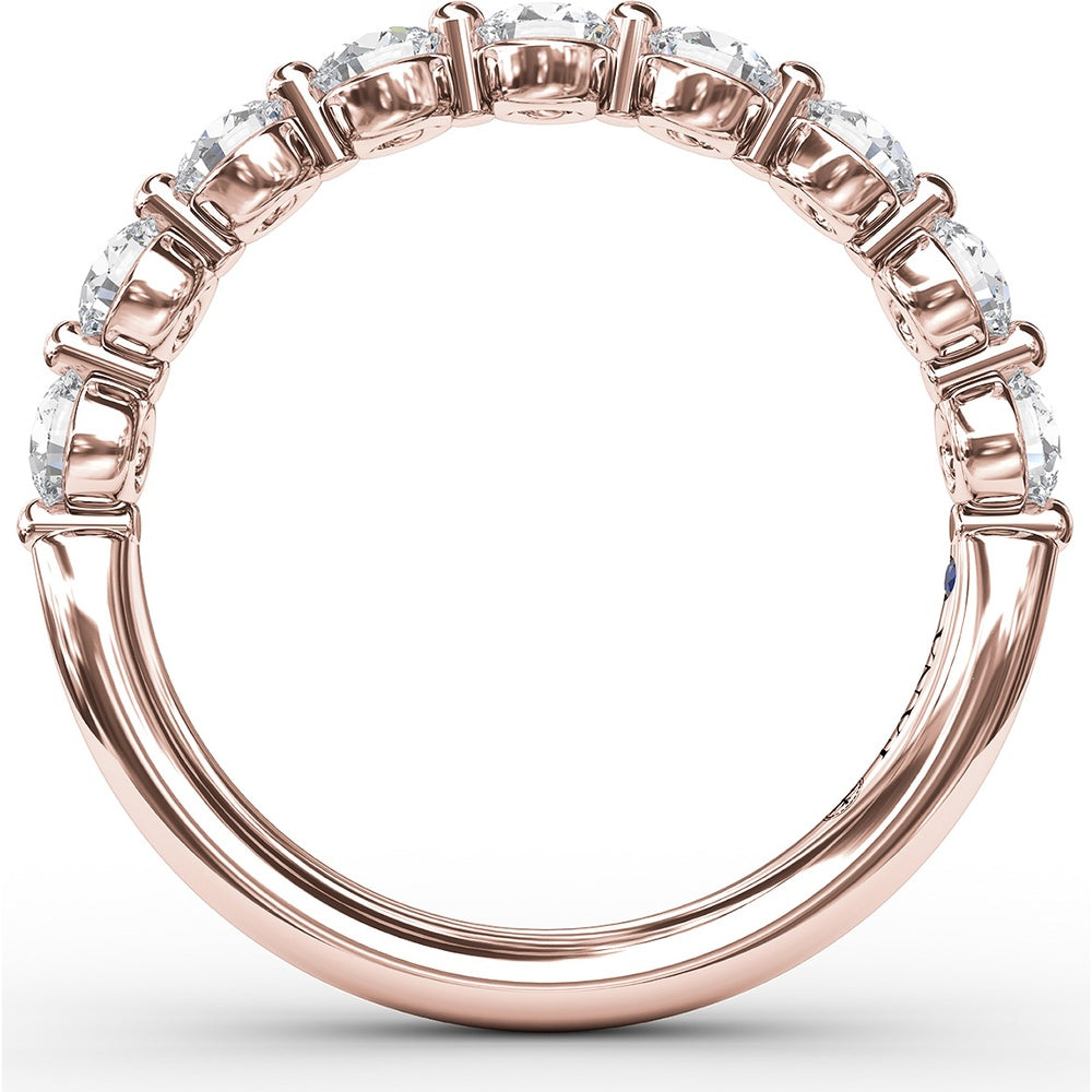 Diamond Band with Single Shared-Prong Round Brilliant Diamonds by Fana - 0.95 Carat Total Diamond Weight