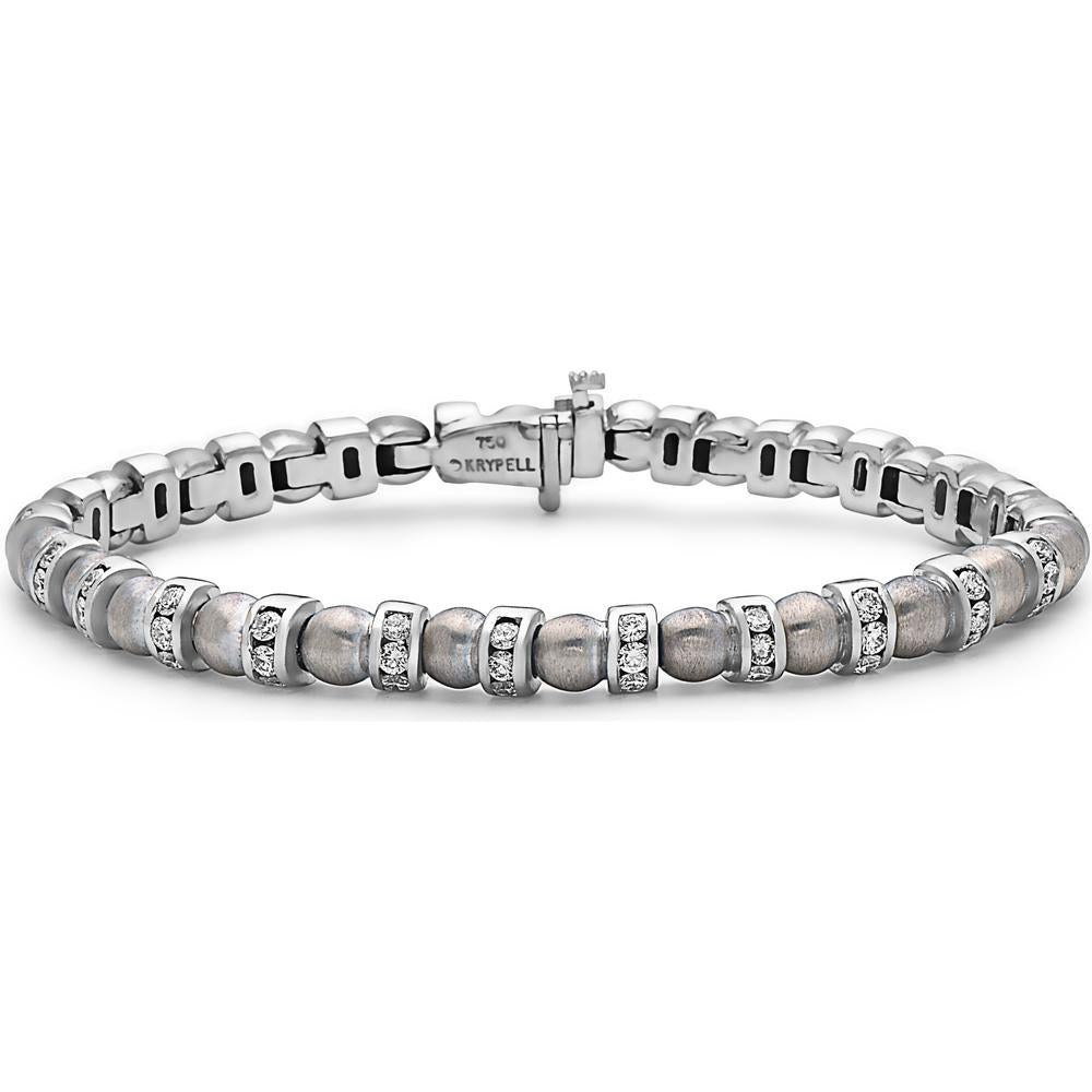 Diamond Bead Link Bracelet in 18K White Gold by Charles Krypell