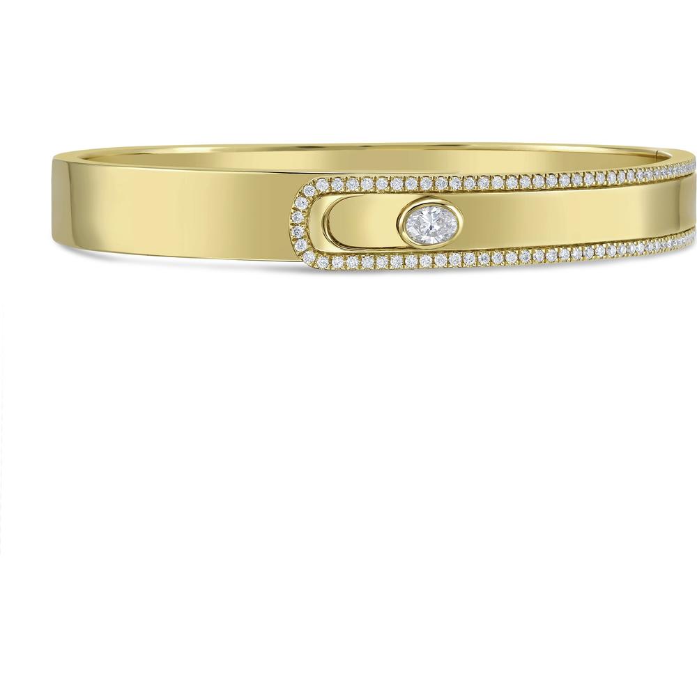 Diamond Belted Bangle Bracelet in 18K Yellow Gold by Charles Krypell