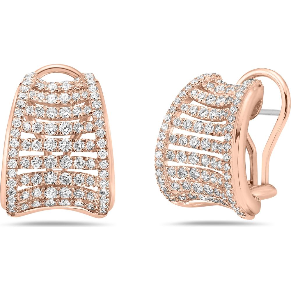 Diamond Birdcage Concave Earrings in 18K Rose Gold by Charles Krypell