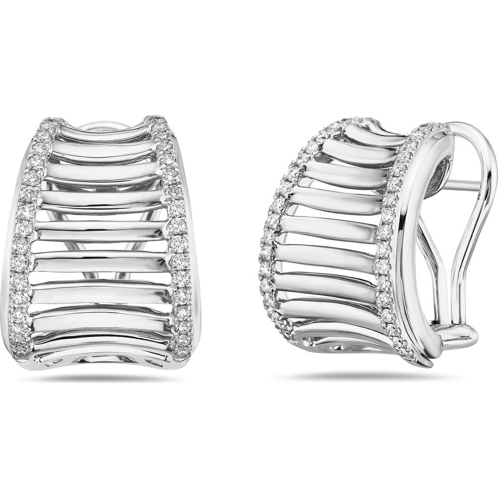 Diamond Birdcage Concave Earrings in 18K White Gold by Charles Krypell