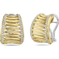 Diamond Birdcage Concave Earrings in 18K Yellow Gold by Charles Krypell