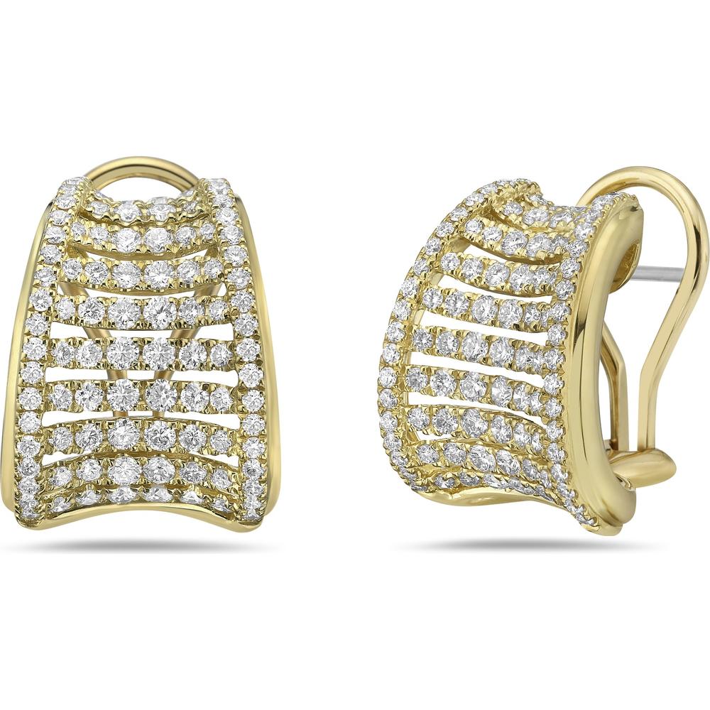 Diamond Birdcage Concave Earrings in 18K Yellow Gold by Charles Krypell