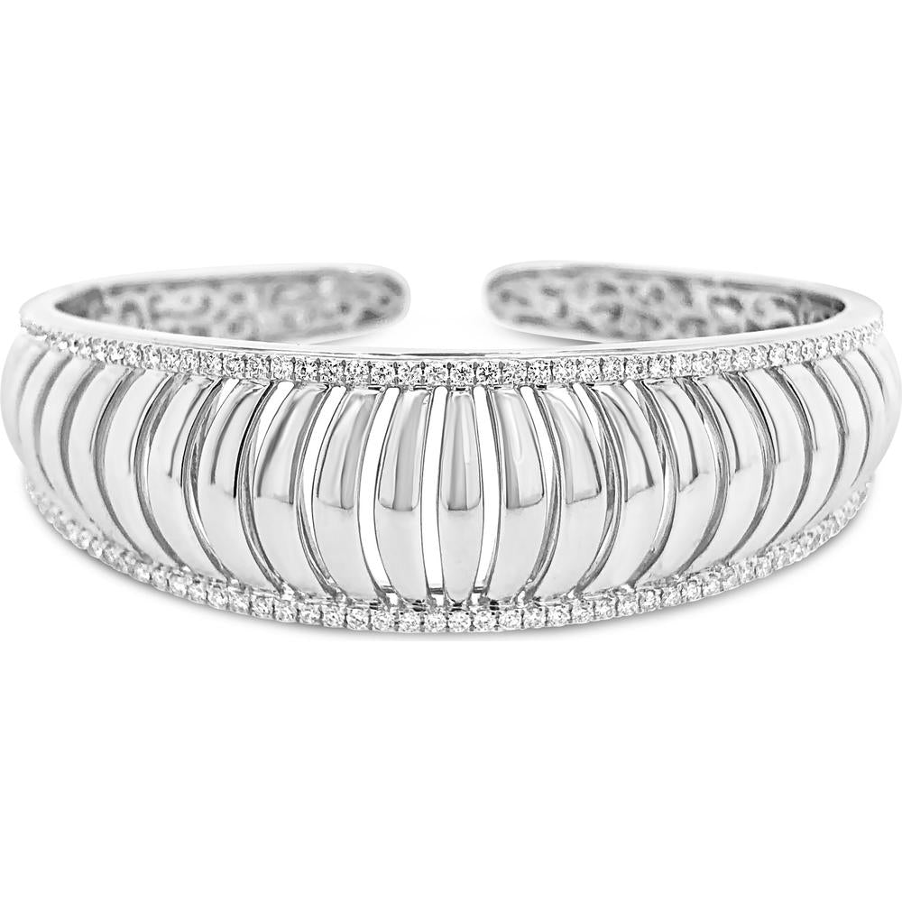 Diamond Birdcage Cuff Bracelet in 18K White Gold by Charles Krypell
