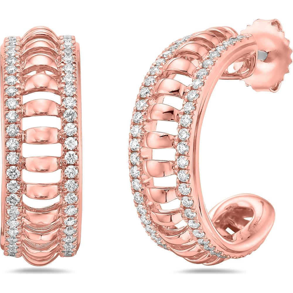 Diamond Birdcage Hoop Earrings in 18K Rose Gold by Charles Krypell