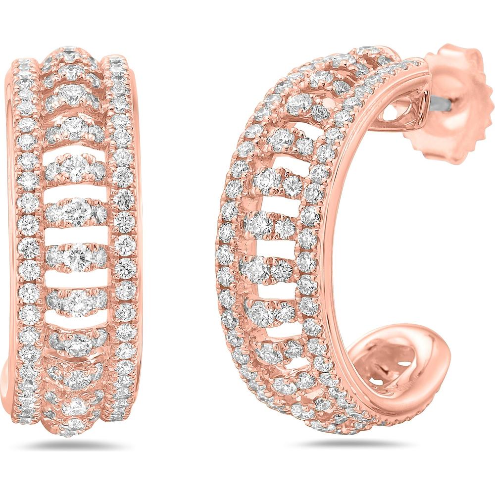 Diamond Birdcage Hoop Earrings in 18K Rose Gold by Charles Krypell