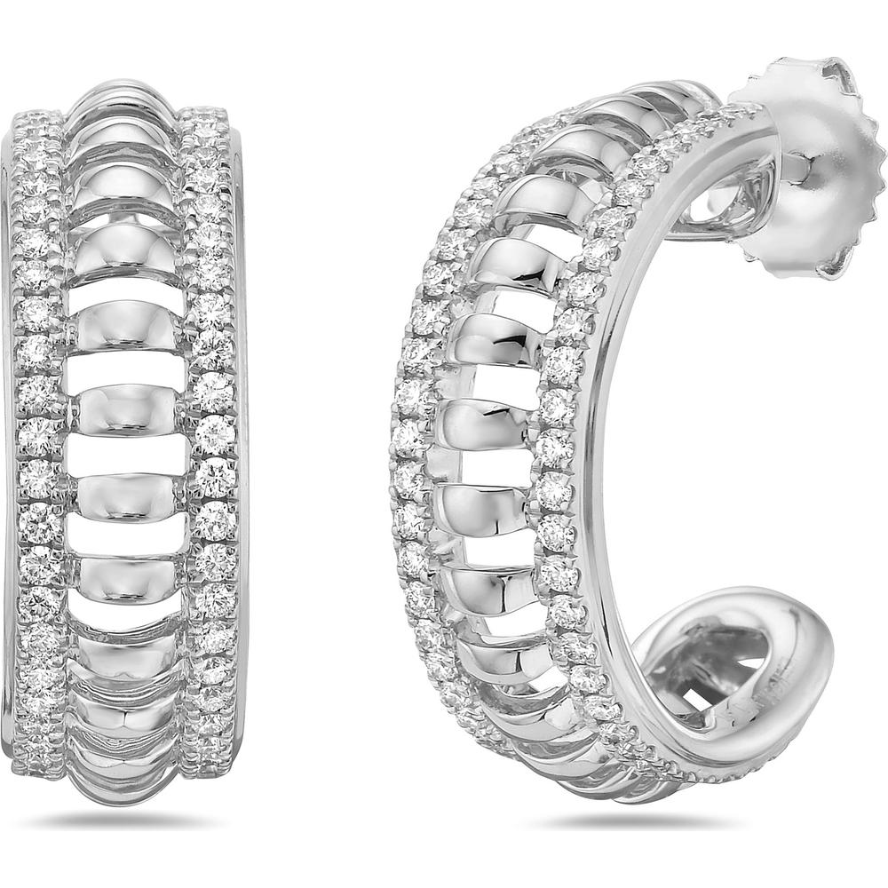 Diamond Birdcage Hoop Earrings in 18K White Gold by Charles Krypell