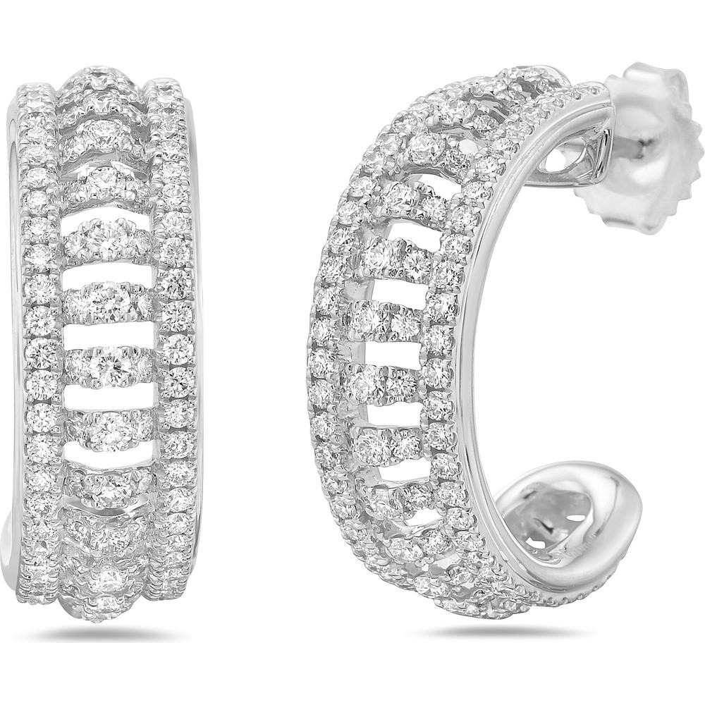 Diamond Birdcage Hoop Earrings in 18K White Gold by Charles Krypell