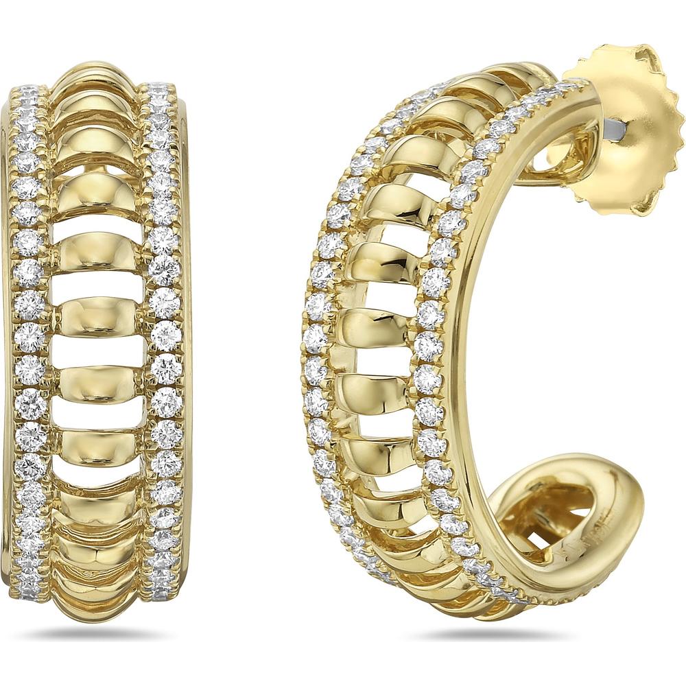 Diamond Birdcage Hoop Earrings in 18K Yellow Gold by Charles Krypell