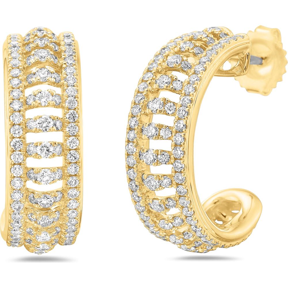 Diamond Birdcage Hoop Earrings in 18K Yellow Gold by Charles Krypell