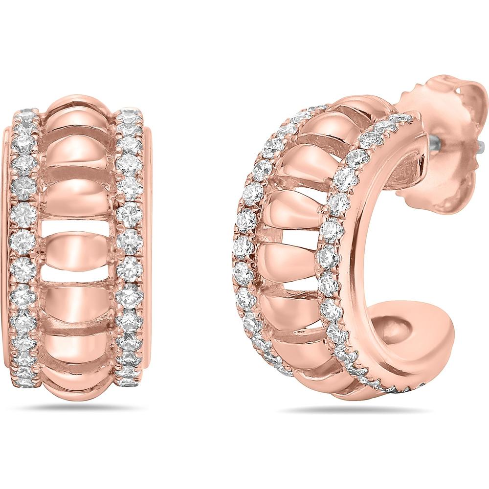 Diamond Birdcage Huggie Earrings in 18K Rose Gold by Charles Krypell