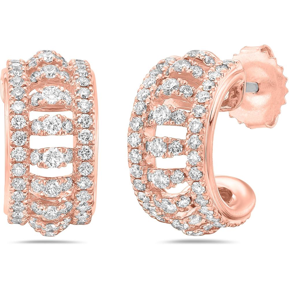 Diamond Birdcage Huggie Earrings in 18K Rose Gold by Charles Krypell