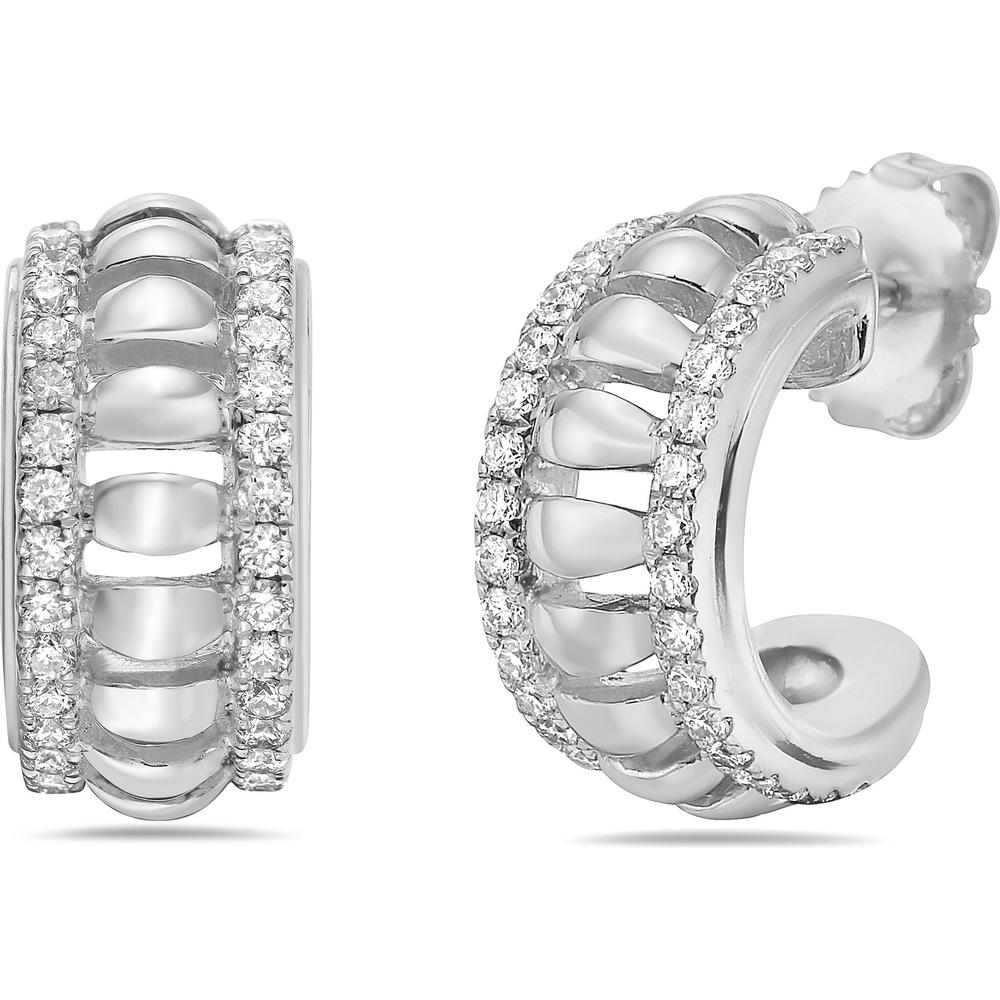 Diamond Birdcage Huggie Earrings in 18K White Gold by Charles Krypell