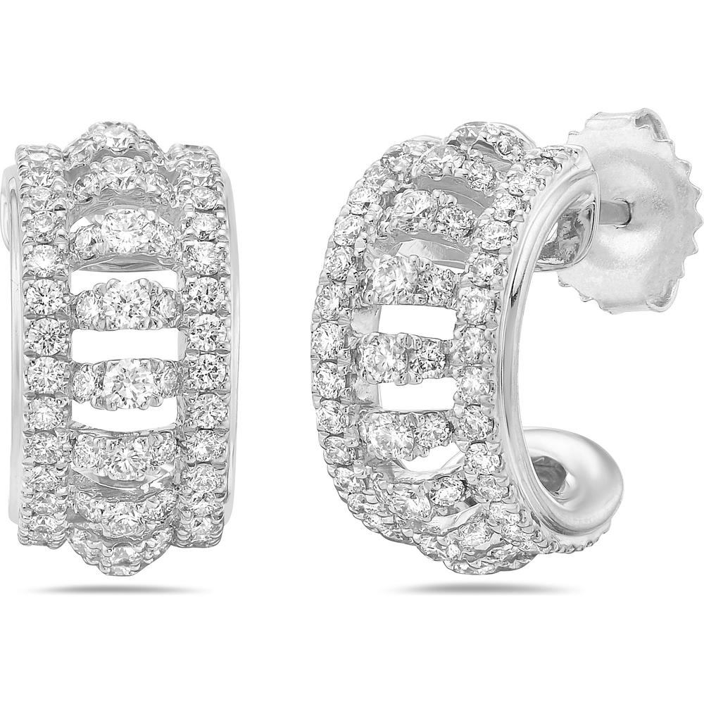Diamond Birdcage Huggie Earrings in 18K White Gold by Charles Krypell