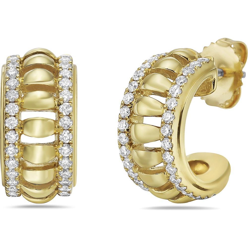 Diamond Birdcage Huggie Earrings in 18K Yellow Gold by Charles Krypell