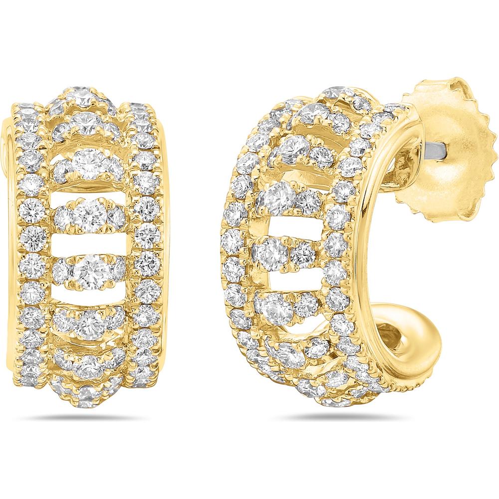 Diamond Birdcage Huggie Earrings in 18K Yellow Gold by Charles Krypell