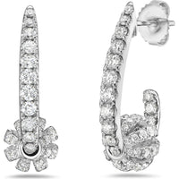 Diamond Birdcage J-Hoop Spinner Earrings in 18K White Gold by Charles Krypell