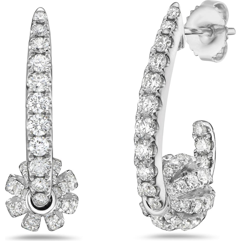 Diamond Birdcage J-Hoop Spinner Earrings in 18K White Gold by Charles Krypell