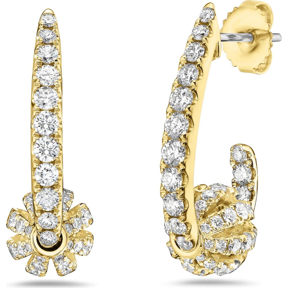 Diamond Birdcage J-Hoop Spinner Earrings in 18K Yellow Gold by Charles Krypell