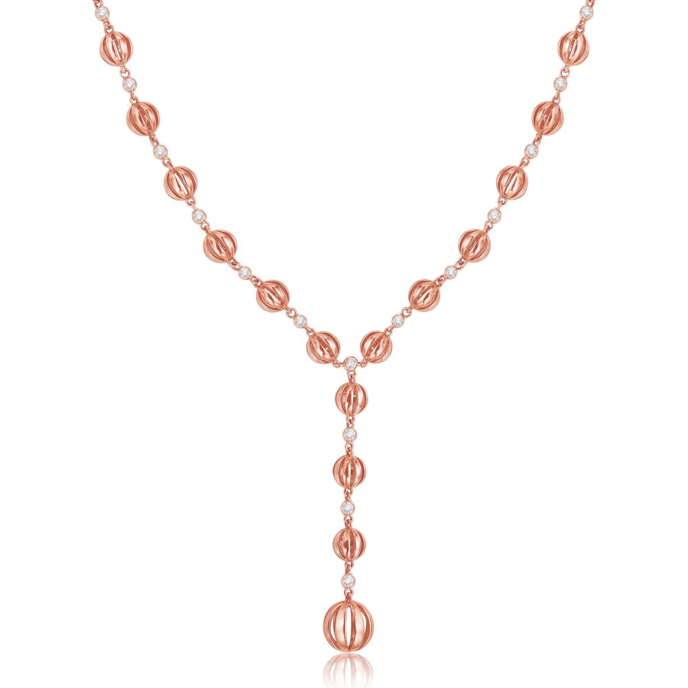 Diamond Birdcage Lariat Necklace in 18K Rose Gold by Charles Krypell