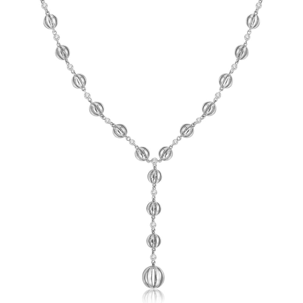 Diamond Birdcage Lariat Necklace in 18K White Gold by Charles Krypell
