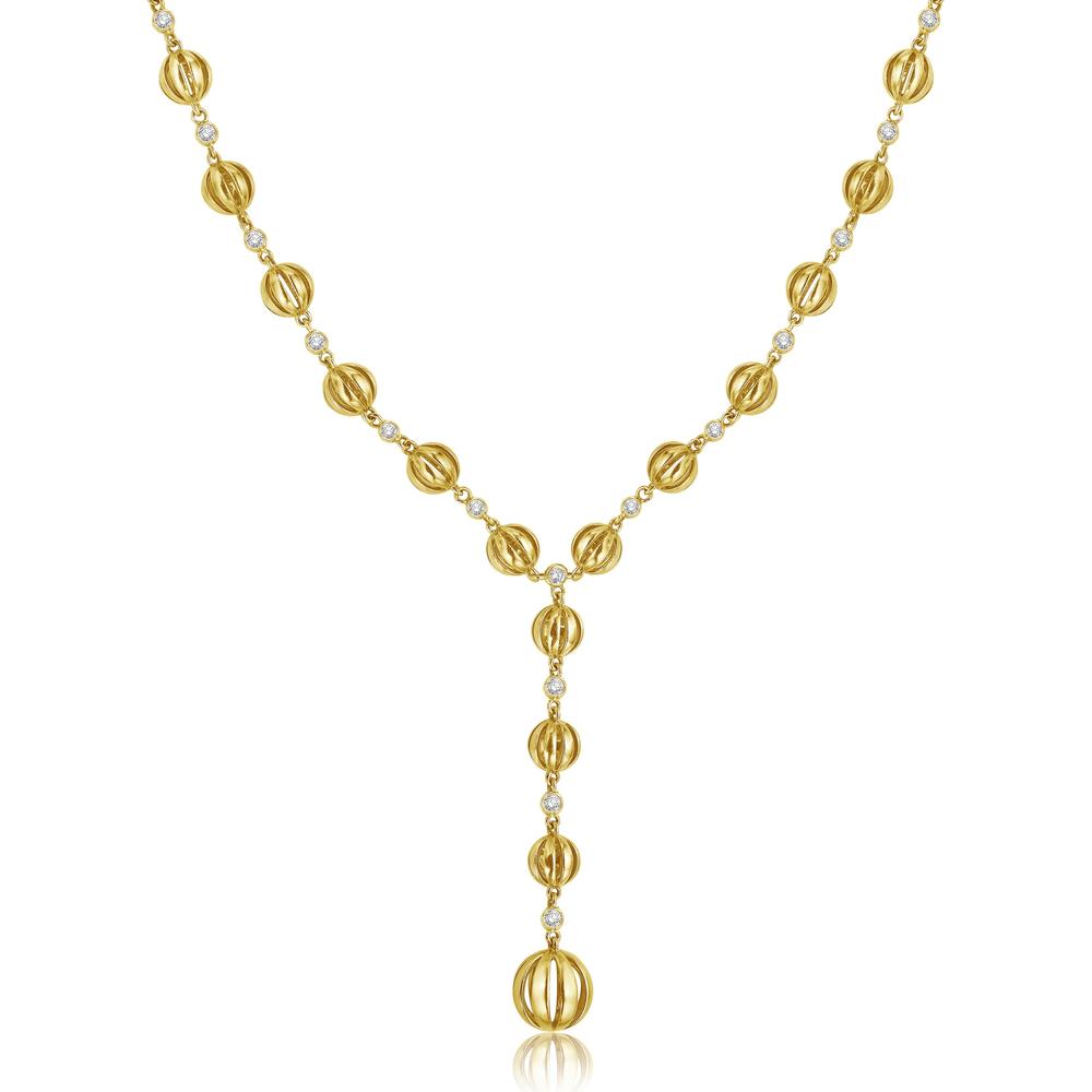 Diamond Birdcage Lariat Necklace in 18K Yellow Gold by Charles Krypell