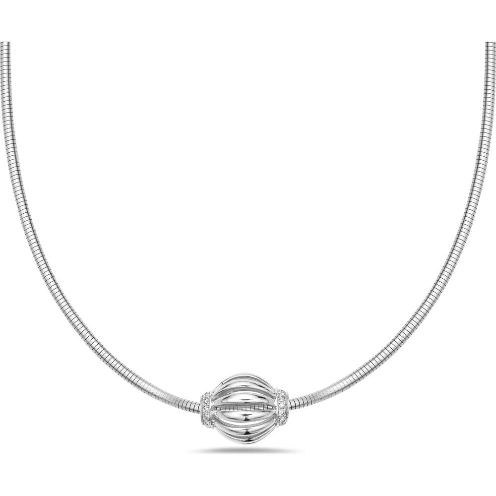 Diamond Birdcage Rondel Pendant Necklace in 18K White Gold by Charles Krypell