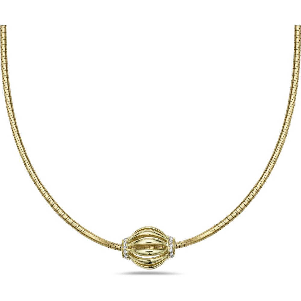 Diamond Birdcage Rondel Pendant Necklace in 18K Yellow Gold by Charles Krypell