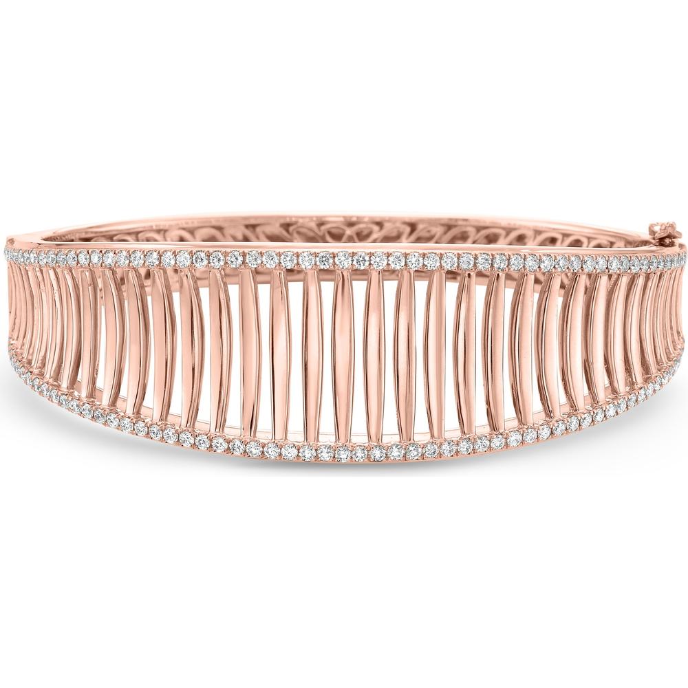 Diamond Birdcage Saddle Bangle Bracelet in 18K Rose Gold by Charles Krypell