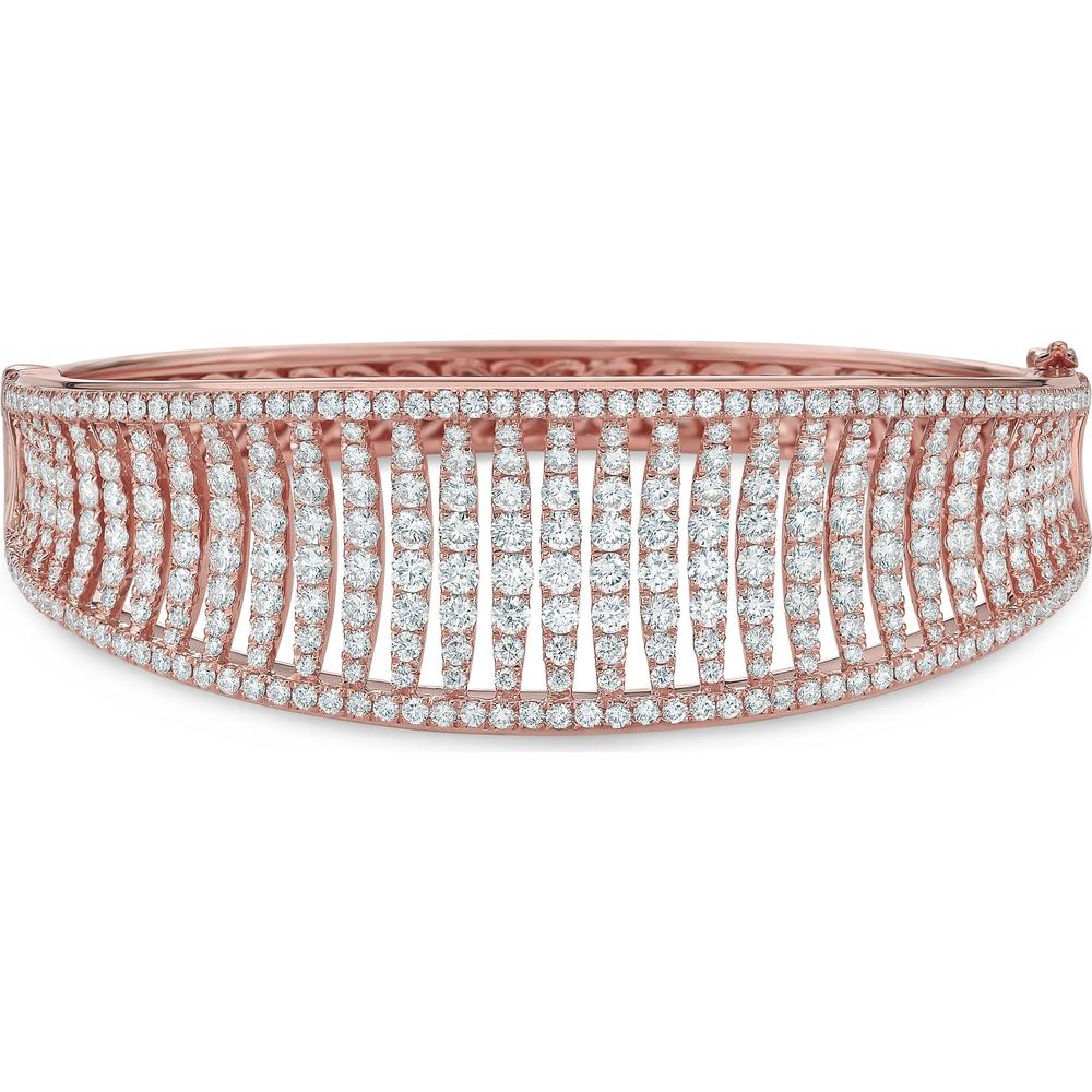 Diamond Birdcage Saddle Bangle Bracelet in 18K Rose Gold by Charles Krypell