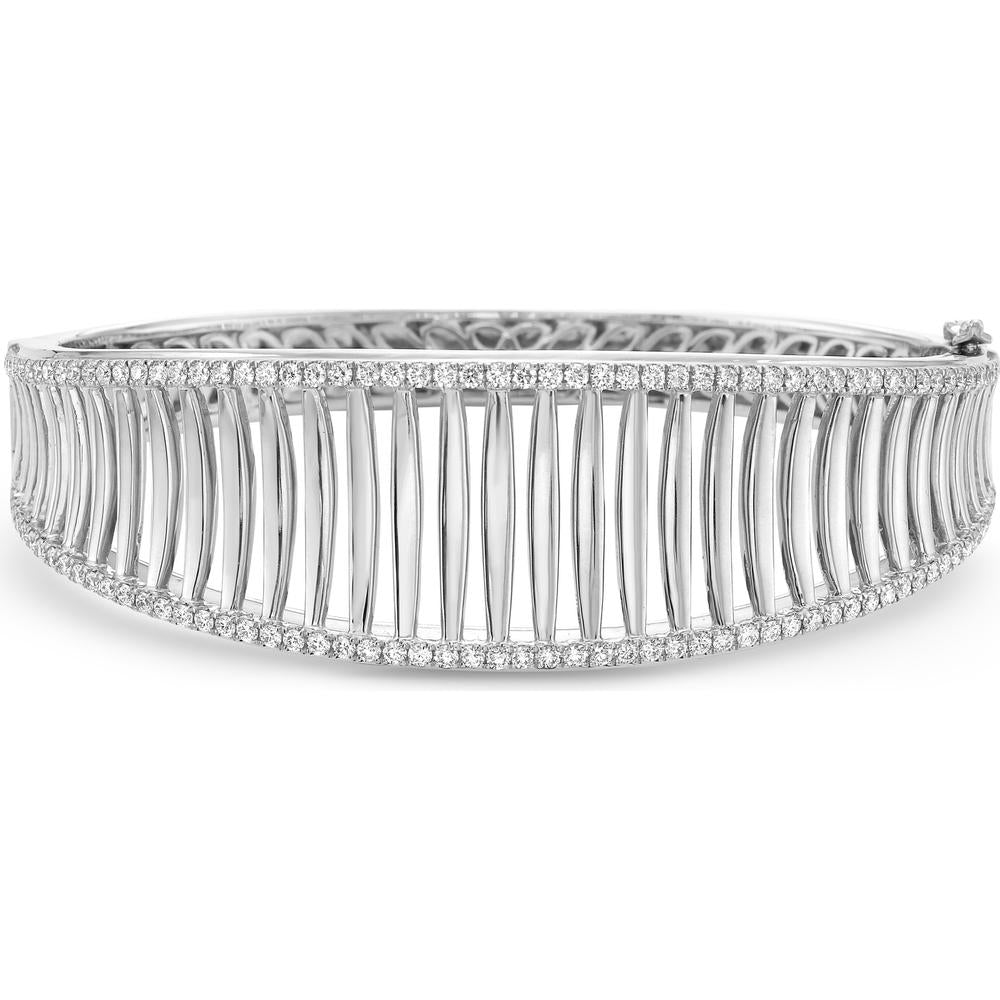 Diamond Birdcage Saddle Bangle Bracelet in 18K White Gold by Charles Krypell
