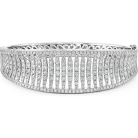Diamond Birdcage Saddle Bangle Bracelet in 18K White Gold by Charles Krypell