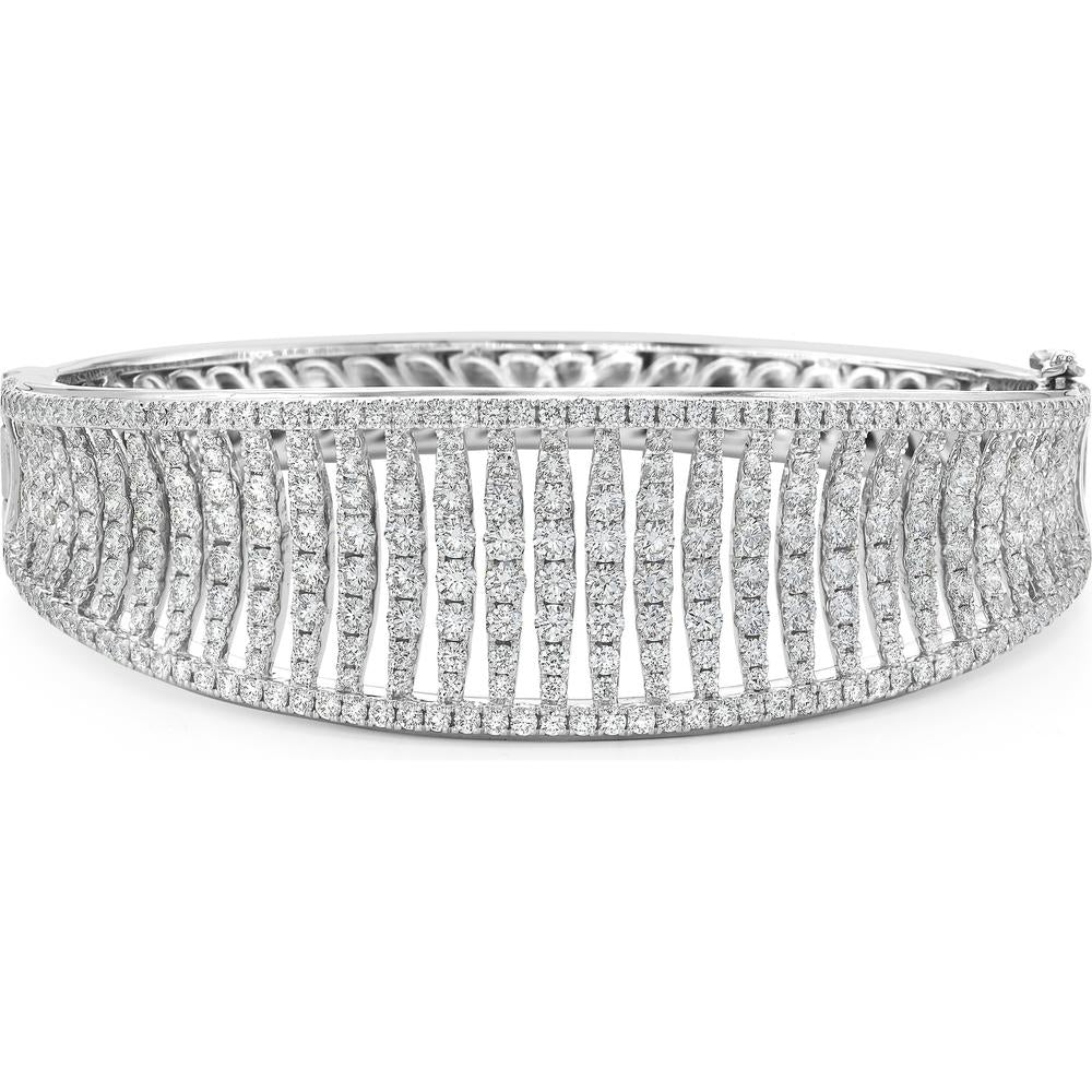 Diamond Birdcage Saddle Bangle Bracelet in 18K White Gold by Charles Krypell