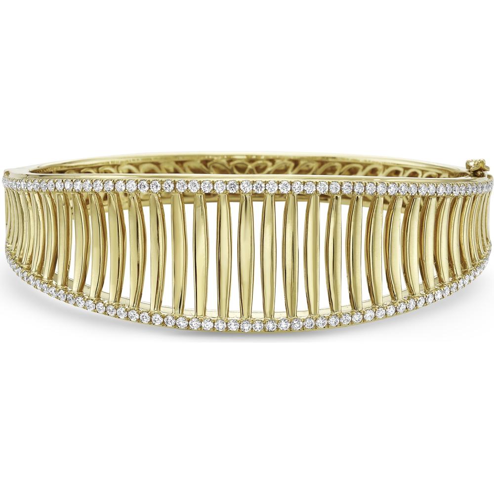 Diamond Birdcage Saddle Bangle Bracelet in 18K Yellow Gold by Charles Krypell