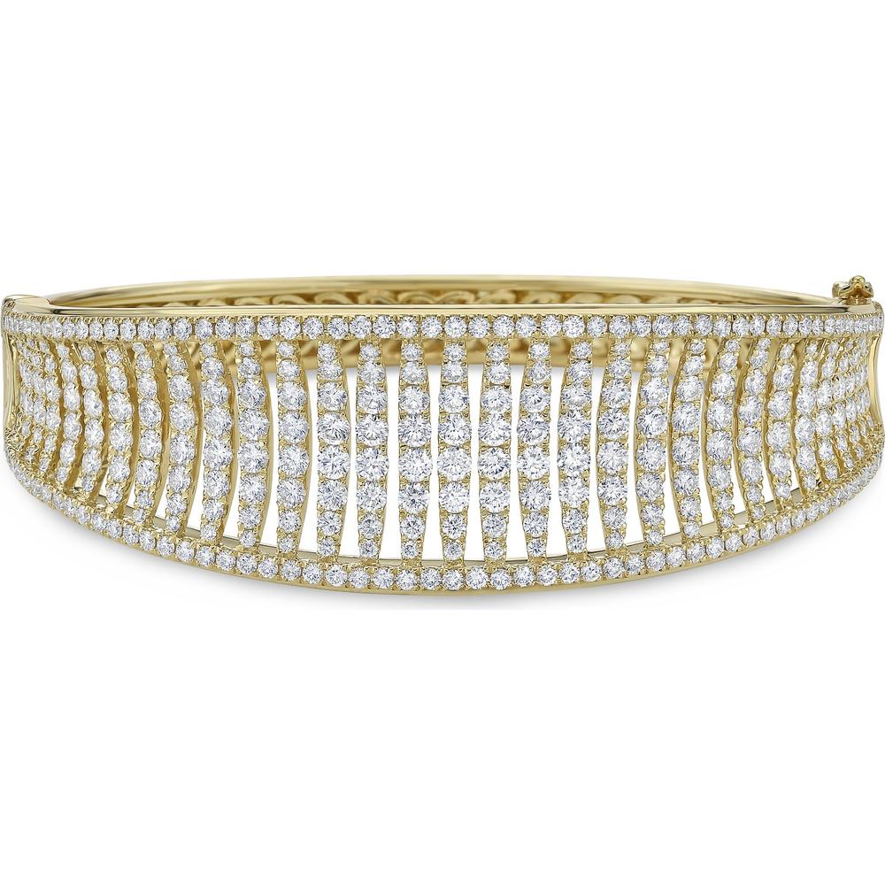 Diamond Birdcage Saddle Bangle Bracelet in 18K Yellow Gold by Charles Krypell